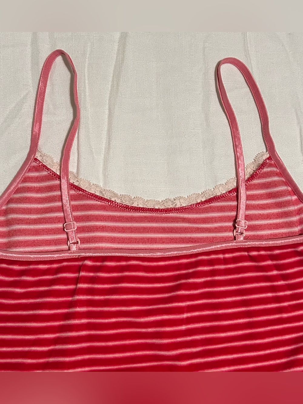 Victoria Secret Red Striped Lace-Trim Women's Camisole & Pant Pajama Set - Picture 6 of 14